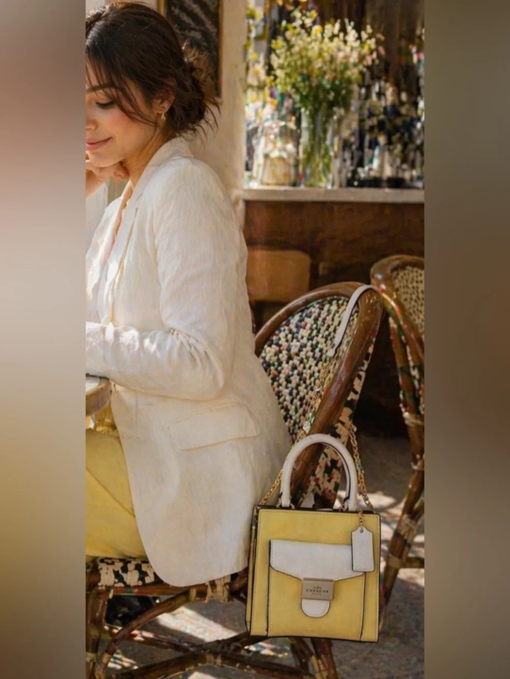 COACH Yellow & White Leather Mini Satchel with Gold Hardware😍😍😍😍 - Picture 10 of 13